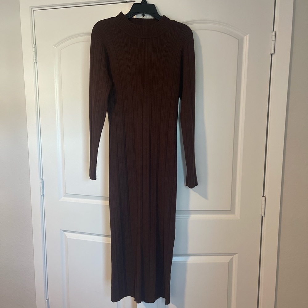 Pink Lily Chocolate Midi Sweater Dress